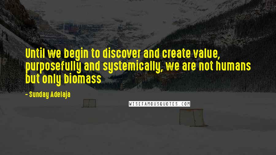 Sunday Adelaja Quotes: Until we begin to discover and create value, purposefully and systemically, we are not humans but only biomass