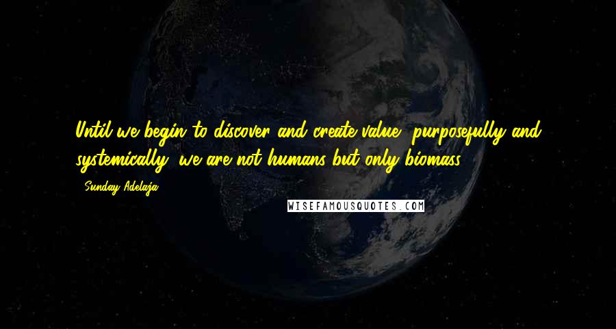 Sunday Adelaja Quotes: Until we begin to discover and create value, purposefully and systemically, we are not humans but only biomass