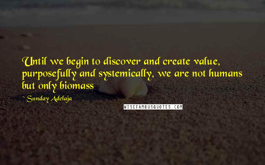 Sunday Adelaja Quotes: Until we begin to discover and create value, purposefully and systemically, we are not humans but only biomass