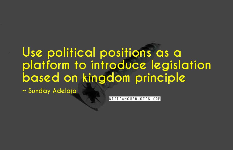 Sunday Adelaja Quotes: Use political positions as a platform to introduce legislation based on kingdom principle