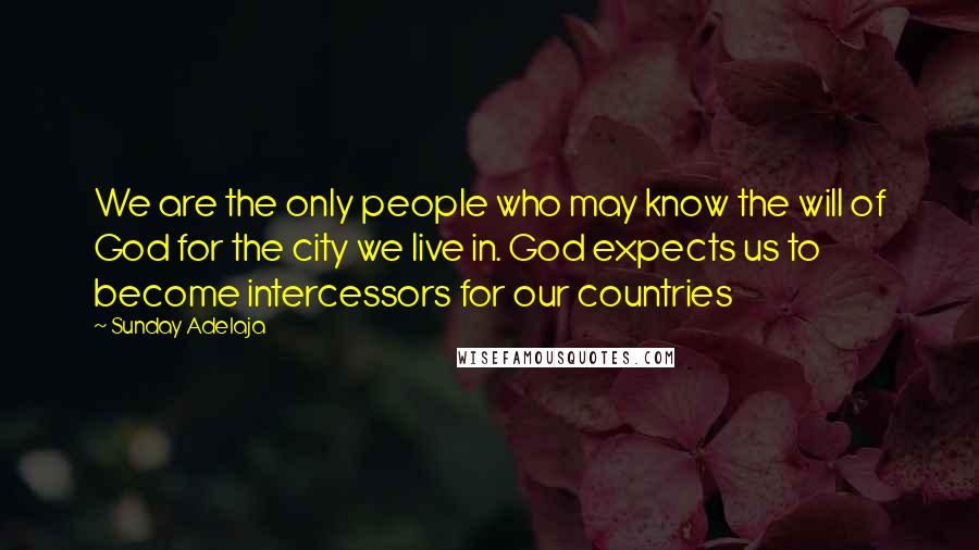 Sunday Adelaja Quotes: We are the only people who may know the will of God for the city we live in. God expects us to become intercessors for our countries