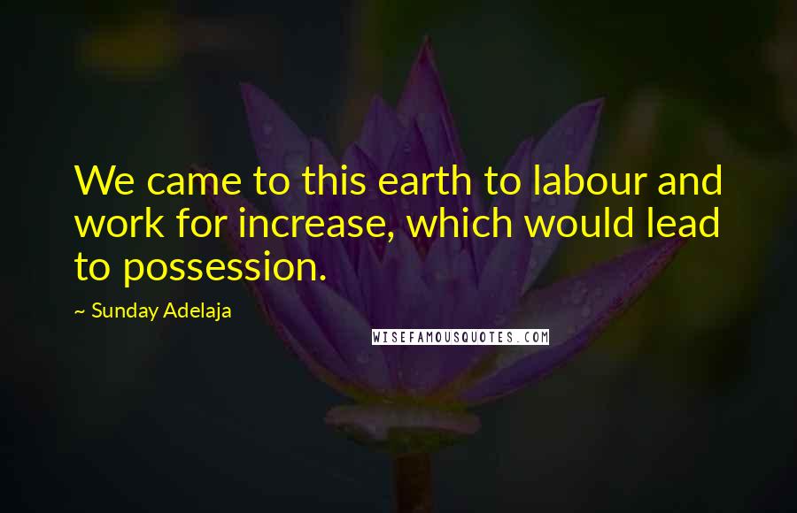 Sunday Adelaja Quotes: We came to this earth to labour and work for increase, which would lead to possession.