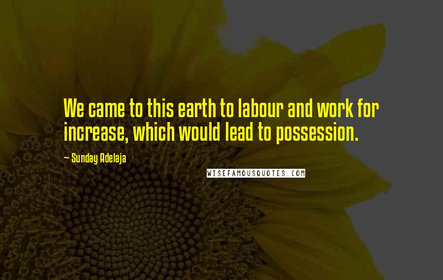 Sunday Adelaja Quotes: We came to this earth to labour and work for increase, which would lead to possession.