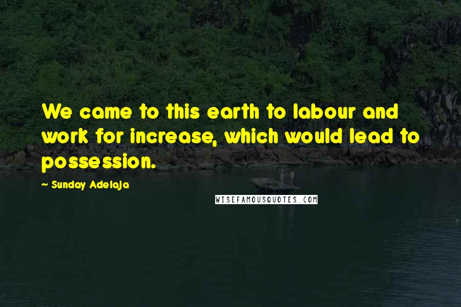 Sunday Adelaja Quotes: We came to this earth to labour and work for increase, which would lead to possession.