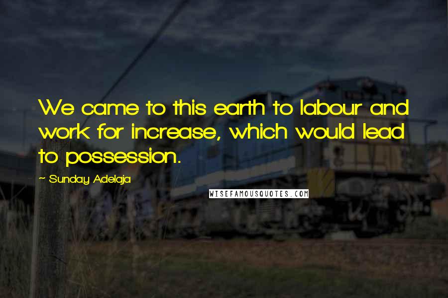 Sunday Adelaja Quotes: We came to this earth to labour and work for increase, which would lead to possession.