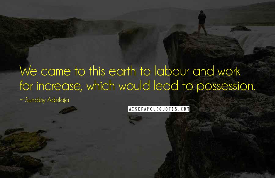 Sunday Adelaja Quotes: We came to this earth to labour and work for increase, which would lead to possession.