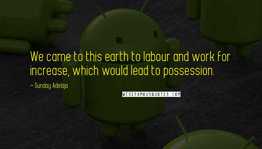 Sunday Adelaja Quotes: We came to this earth to labour and work for increase, which would lead to possession.