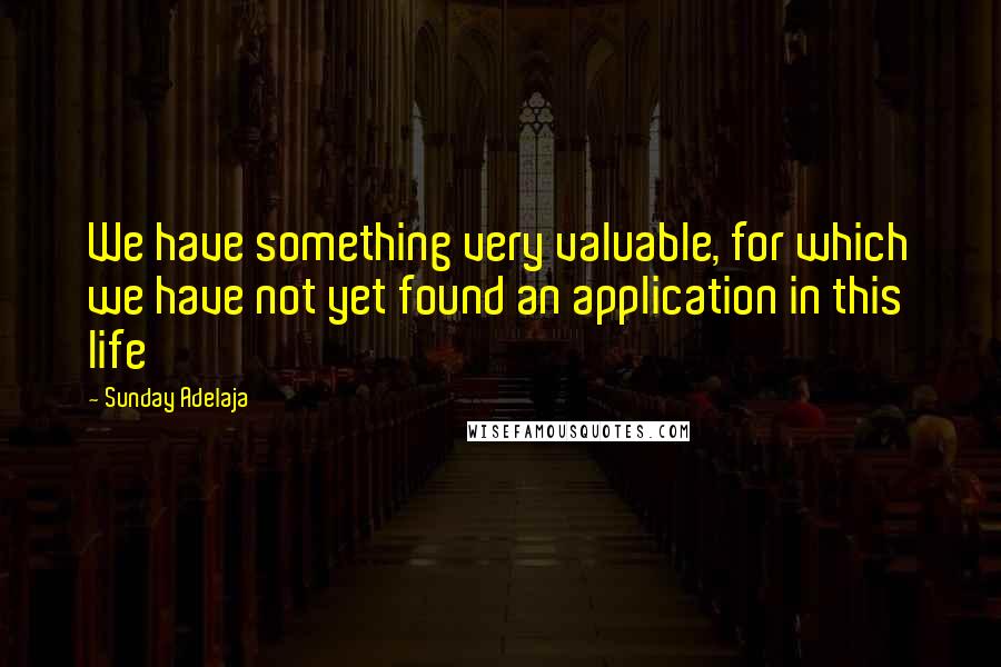 Sunday Adelaja Quotes: We have something very valuable, for which we have not yet found an application in this life