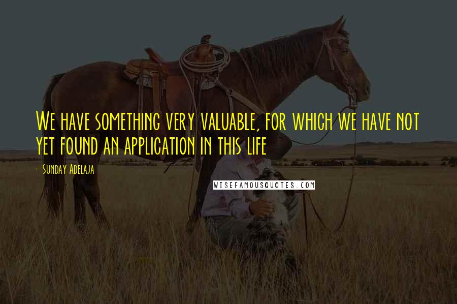 Sunday Adelaja Quotes: We have something very valuable, for which we have not yet found an application in this life