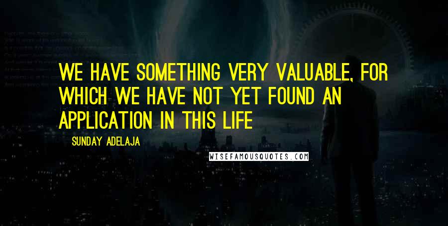 Sunday Adelaja Quotes: We have something very valuable, for which we have not yet found an application in this life