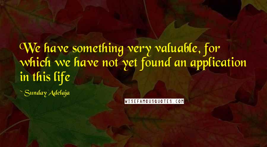 Sunday Adelaja Quotes: We have something very valuable, for which we have not yet found an application in this life