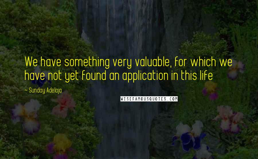 Sunday Adelaja Quotes: We have something very valuable, for which we have not yet found an application in this life