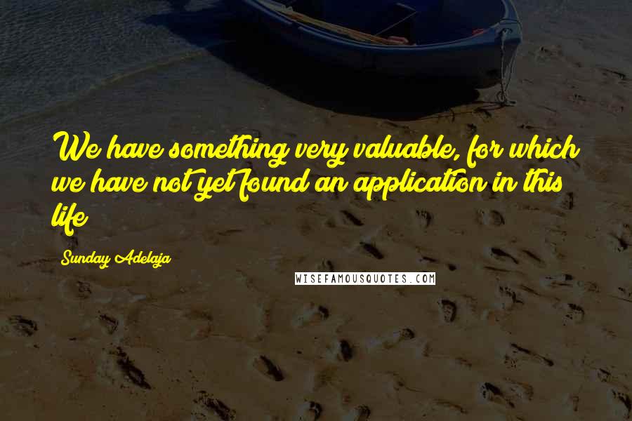 Sunday Adelaja Quotes: We have something very valuable, for which we have not yet found an application in this life