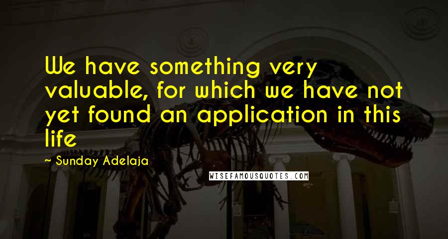 Sunday Adelaja Quotes: We have something very valuable, for which we have not yet found an application in this life