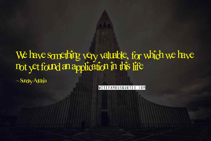 Sunday Adelaja Quotes: We have something very valuable, for which we have not yet found an application in this life