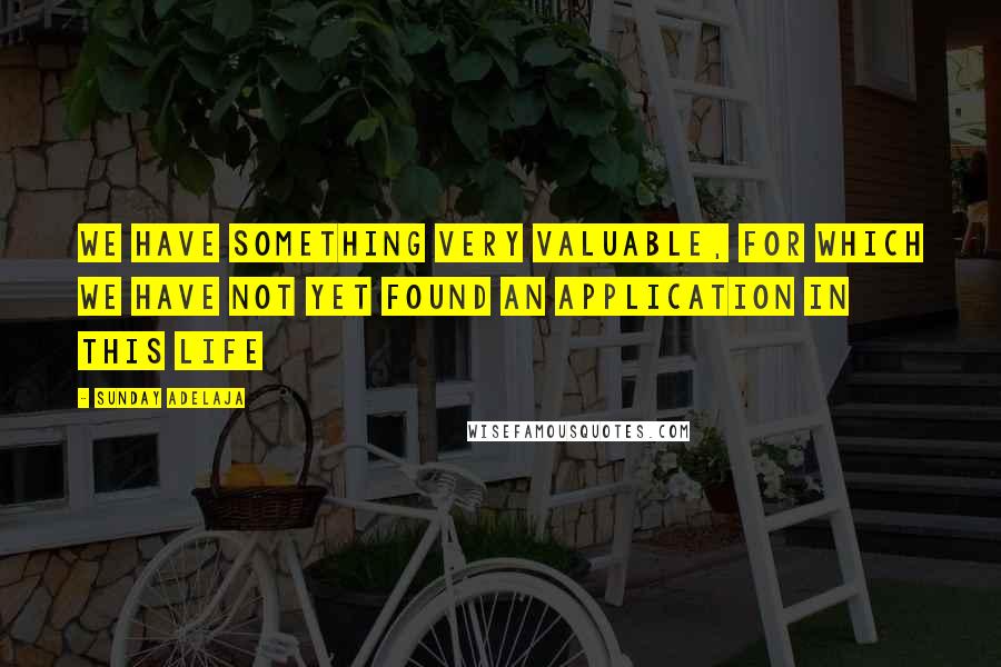 Sunday Adelaja Quotes: We have something very valuable, for which we have not yet found an application in this life