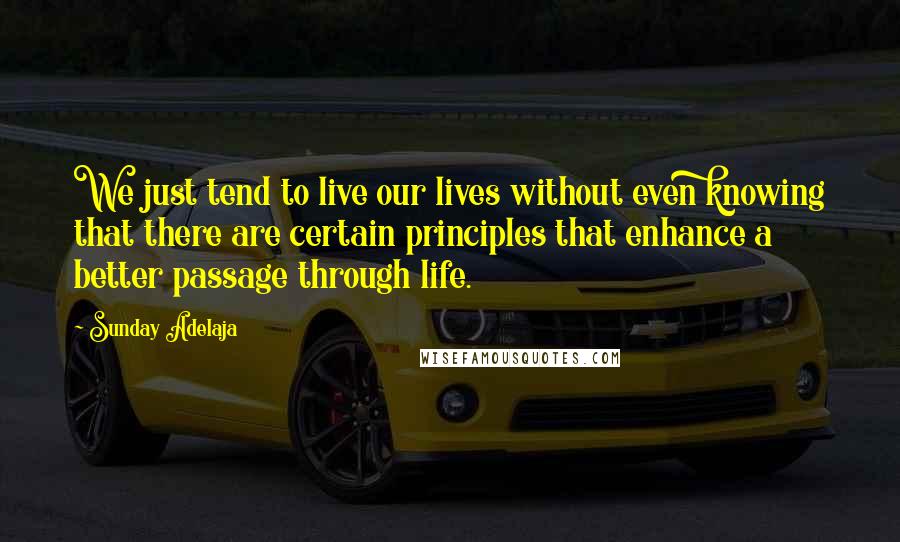 Sunday Adelaja Quotes: We just tend to live our lives without even knowing that there are certain principles that enhance a better passage through life.