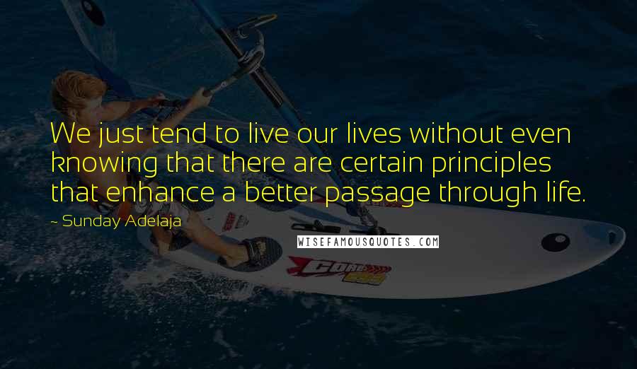 Sunday Adelaja Quotes: We just tend to live our lives without even knowing that there are certain principles that enhance a better passage through life.