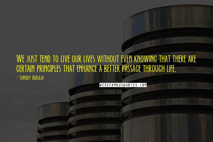 Sunday Adelaja Quotes: We just tend to live our lives without even knowing that there are certain principles that enhance a better passage through life.