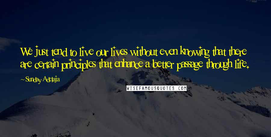 Sunday Adelaja Quotes: We just tend to live our lives without even knowing that there are certain principles that enhance a better passage through life.