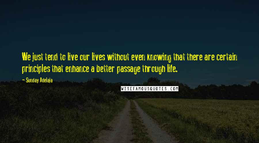 Sunday Adelaja Quotes: We just tend to live our lives without even knowing that there are certain principles that enhance a better passage through life.