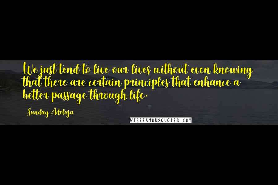 Sunday Adelaja Quotes: We just tend to live our lives without even knowing that there are certain principles that enhance a better passage through life.