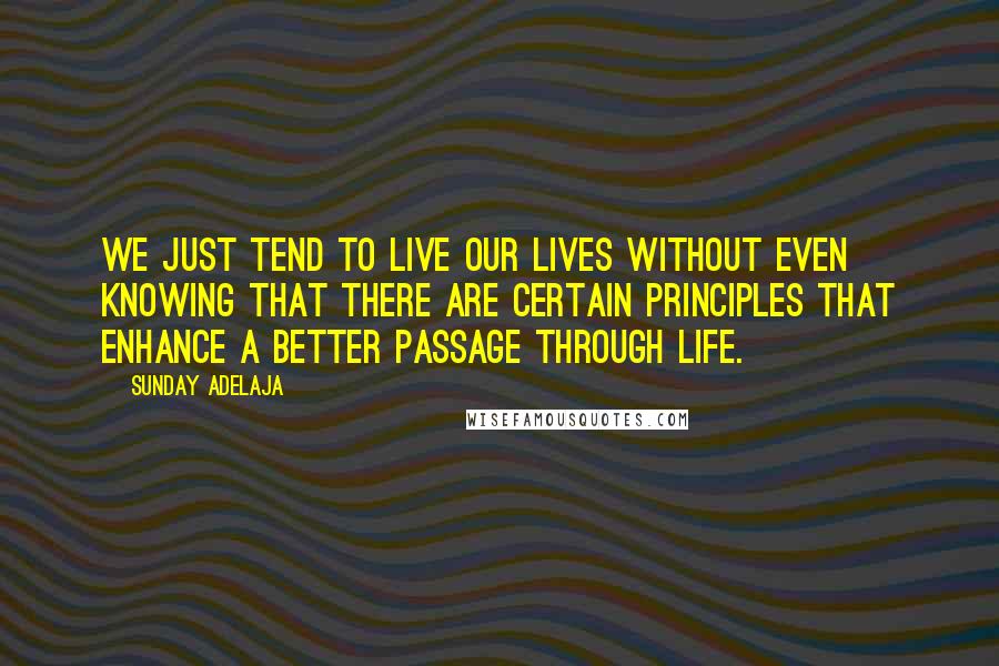 Sunday Adelaja Quotes: We just tend to live our lives without even knowing that there are certain principles that enhance a better passage through life.