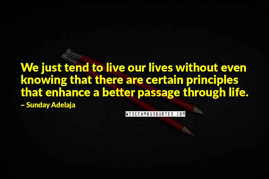 Sunday Adelaja Quotes: We just tend to live our lives without even knowing that there are certain principles that enhance a better passage through life.