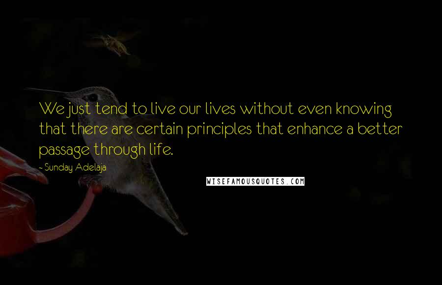 Sunday Adelaja Quotes: We just tend to live our lives without even knowing that there are certain principles that enhance a better passage through life.