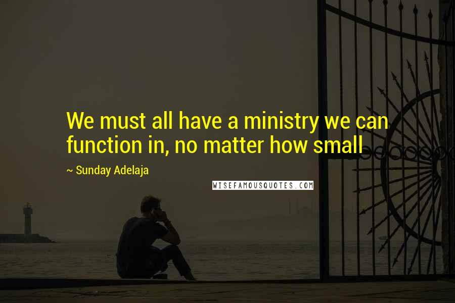 Sunday Adelaja Quotes: We must all have a ministry we can function in, no matter how small