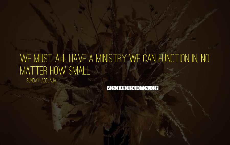 Sunday Adelaja Quotes: We must all have a ministry we can function in, no matter how small