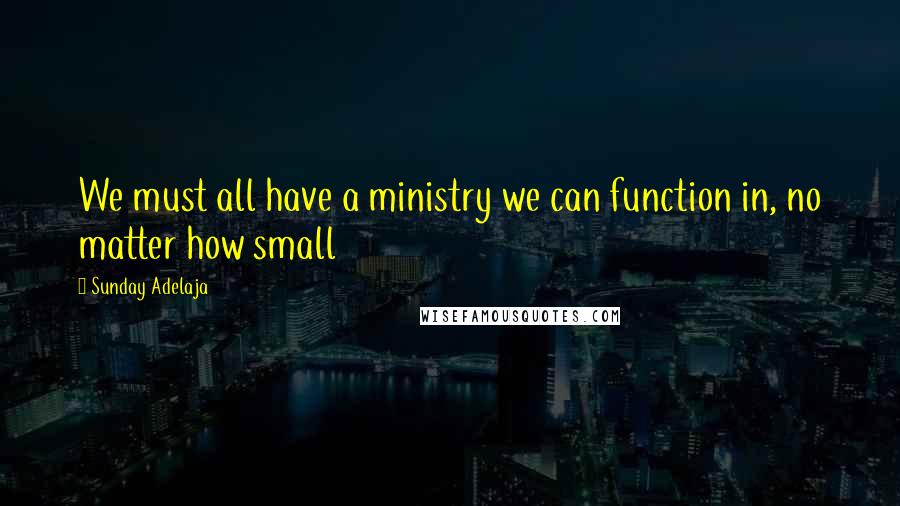 Sunday Adelaja Quotes: We must all have a ministry we can function in, no matter how small