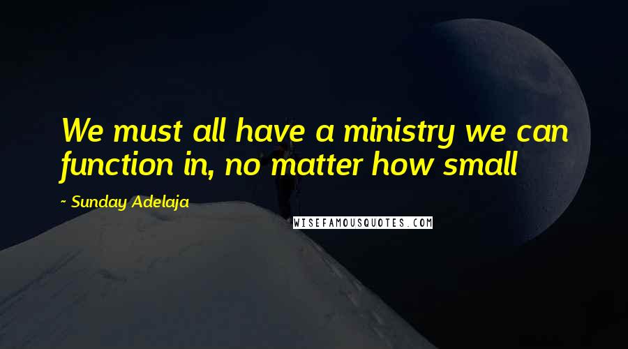Sunday Adelaja Quotes: We must all have a ministry we can function in, no matter how small