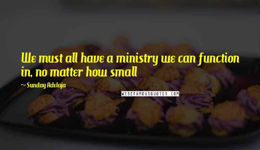 Sunday Adelaja Quotes: We must all have a ministry we can function in, no matter how small