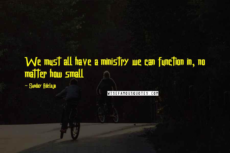 Sunday Adelaja Quotes: We must all have a ministry we can function in, no matter how small