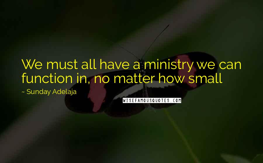 Sunday Adelaja Quotes: We must all have a ministry we can function in, no matter how small