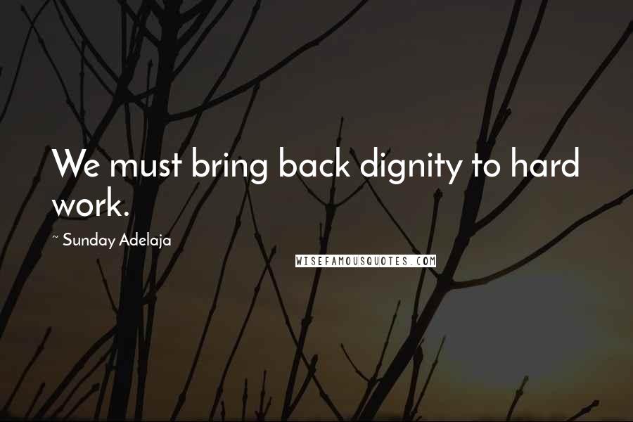 Sunday Adelaja Quotes: We must bring back dignity to hard work.