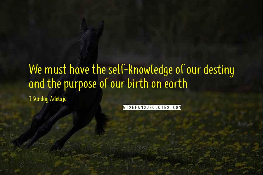 Sunday Adelaja Quotes: We must have the self-knowledge of our destiny and the purpose of our birth on earth