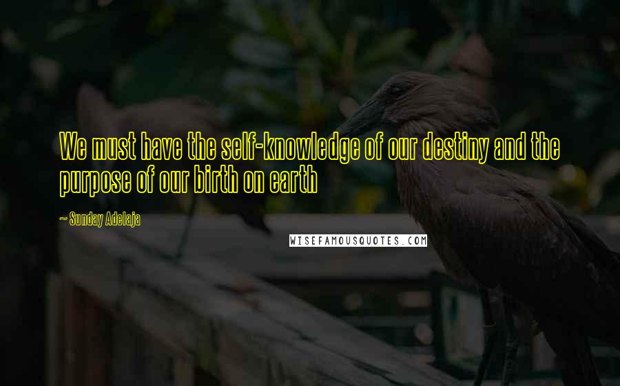 Sunday Adelaja Quotes: We must have the self-knowledge of our destiny and the purpose of our birth on earth