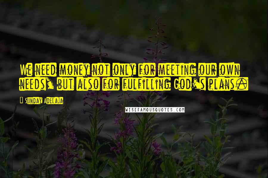 Sunday Adelaja Quotes: We need money not only for meeting our own needs, but also for fulfilling God's plans.