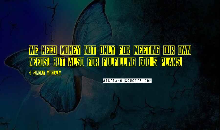 Sunday Adelaja Quotes: We need money not only for meeting our own needs, but also for fulfilling God's plans.