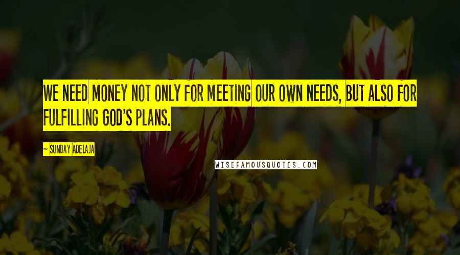 Sunday Adelaja Quotes: We need money not only for meeting our own needs, but also for fulfilling God's plans.