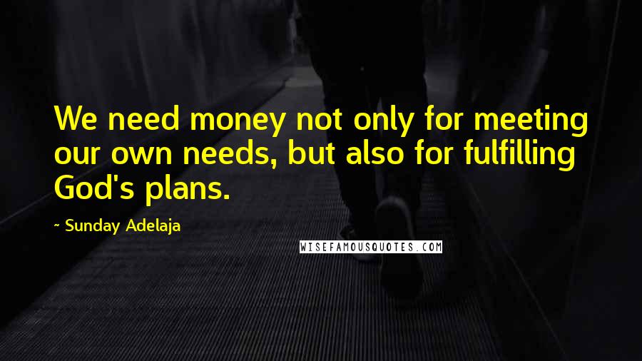 Sunday Adelaja Quotes: We need money not only for meeting our own needs, but also for fulfilling God's plans.