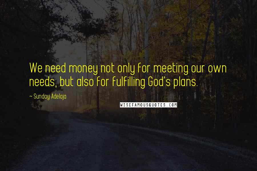 Sunday Adelaja Quotes: We need money not only for meeting our own needs, but also for fulfilling God's plans.