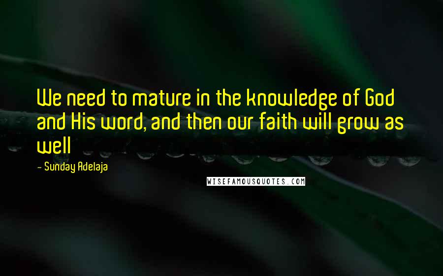 Sunday Adelaja Quotes: We need to mature in the knowledge of God and His word, and then our faith will grow as well