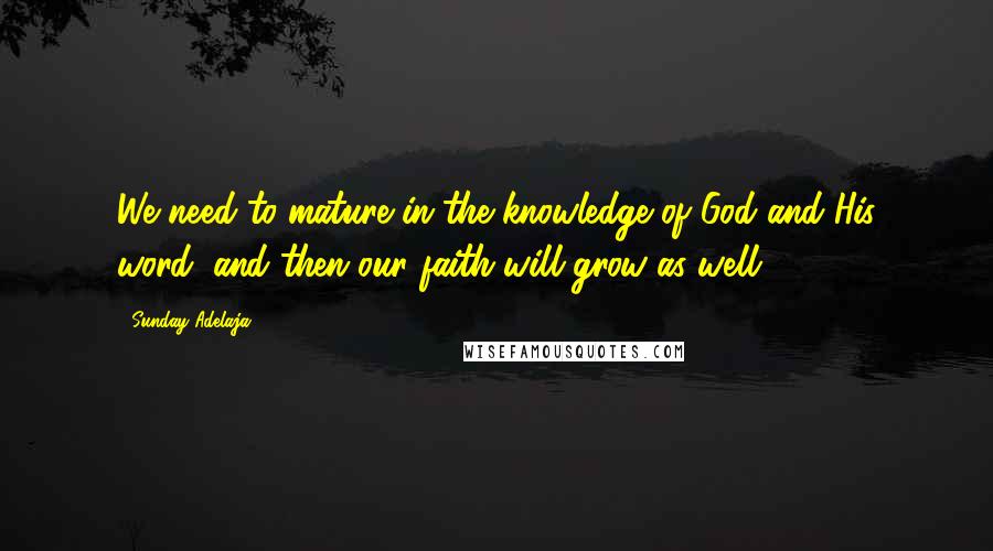 Sunday Adelaja Quotes: We need to mature in the knowledge of God and His word, and then our faith will grow as well