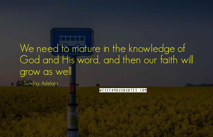 Sunday Adelaja Quotes: We need to mature in the knowledge of God and His word, and then our faith will grow as well