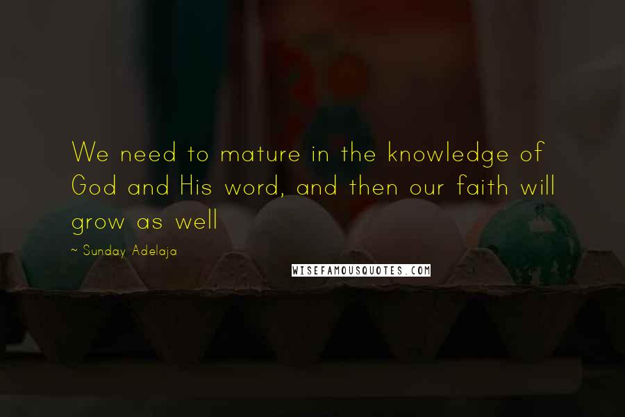 Sunday Adelaja Quotes: We need to mature in the knowledge of God and His word, and then our faith will grow as well