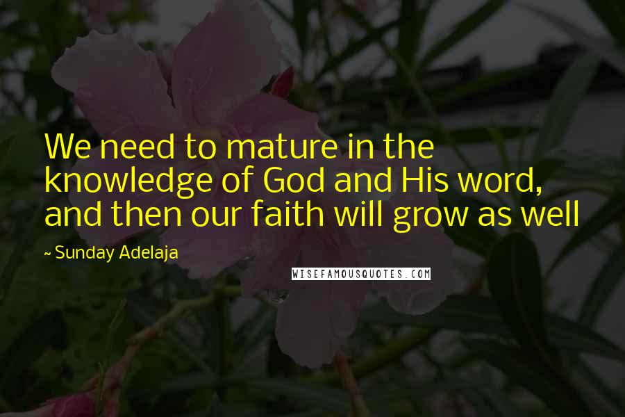 Sunday Adelaja Quotes: We need to mature in the knowledge of God and His word, and then our faith will grow as well
