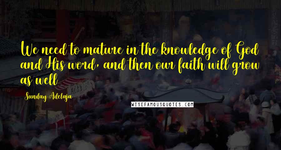 Sunday Adelaja Quotes: We need to mature in the knowledge of God and His word, and then our faith will grow as well